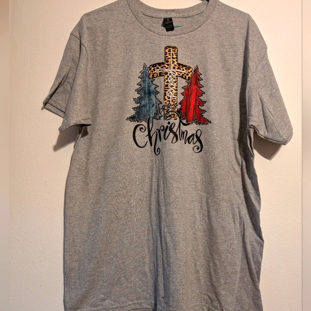 Hand made merry Christmas short sleeve shirt size large